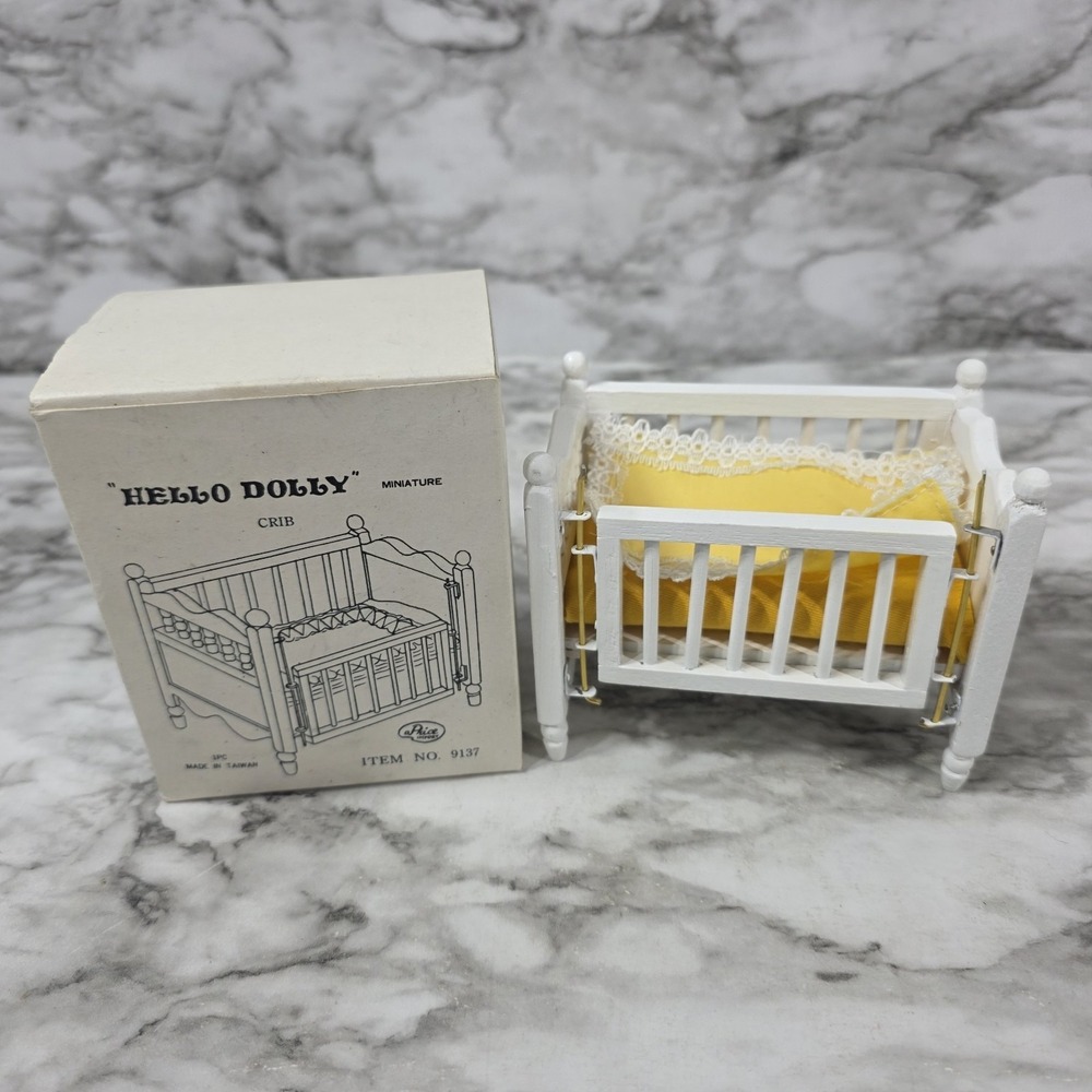 VTG Hello Doll Dollhouse Miniatures Wood Furniture Crib Playpen 9137 NWB